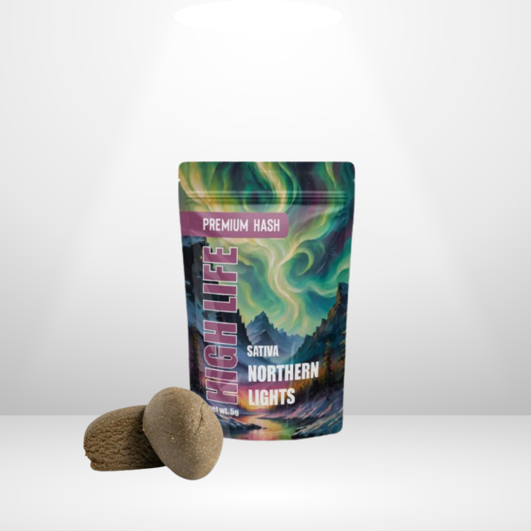 THCA Northern Lights Hash 40% – sativabaserad fast produkt från Hero