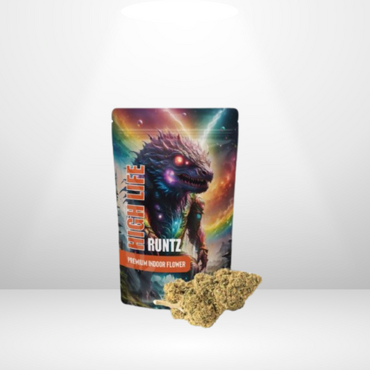  Närbild på THCA Runtz Hybrid Buds från Hero – 5g förpackning med 40% styrka